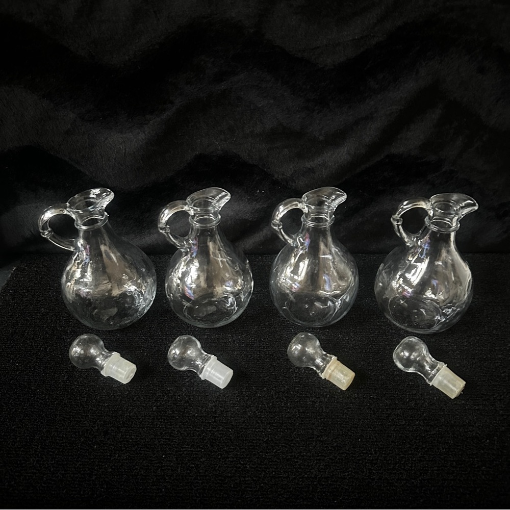 Clear Glass Vinegar & Oil Cruet Pitchers with Stoppers